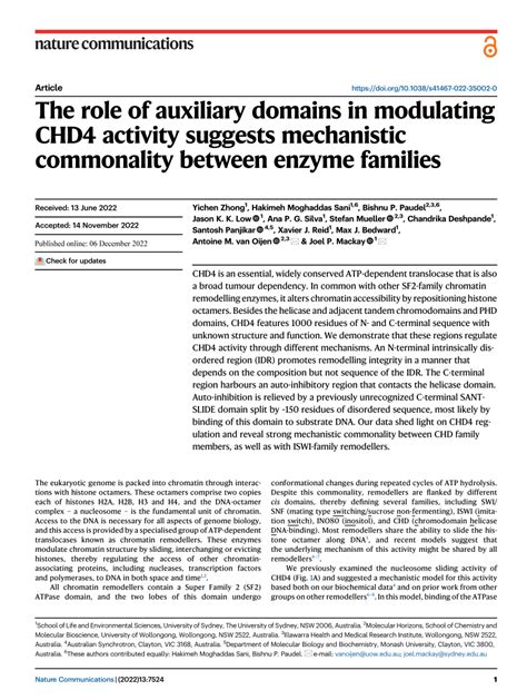 The role of auxiliary domains in modulating CHD4 .